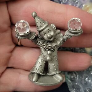 Spoontiques Pewter CLOWN Crystal Ball Miniature Figurine CM447 SWAROVSKI
